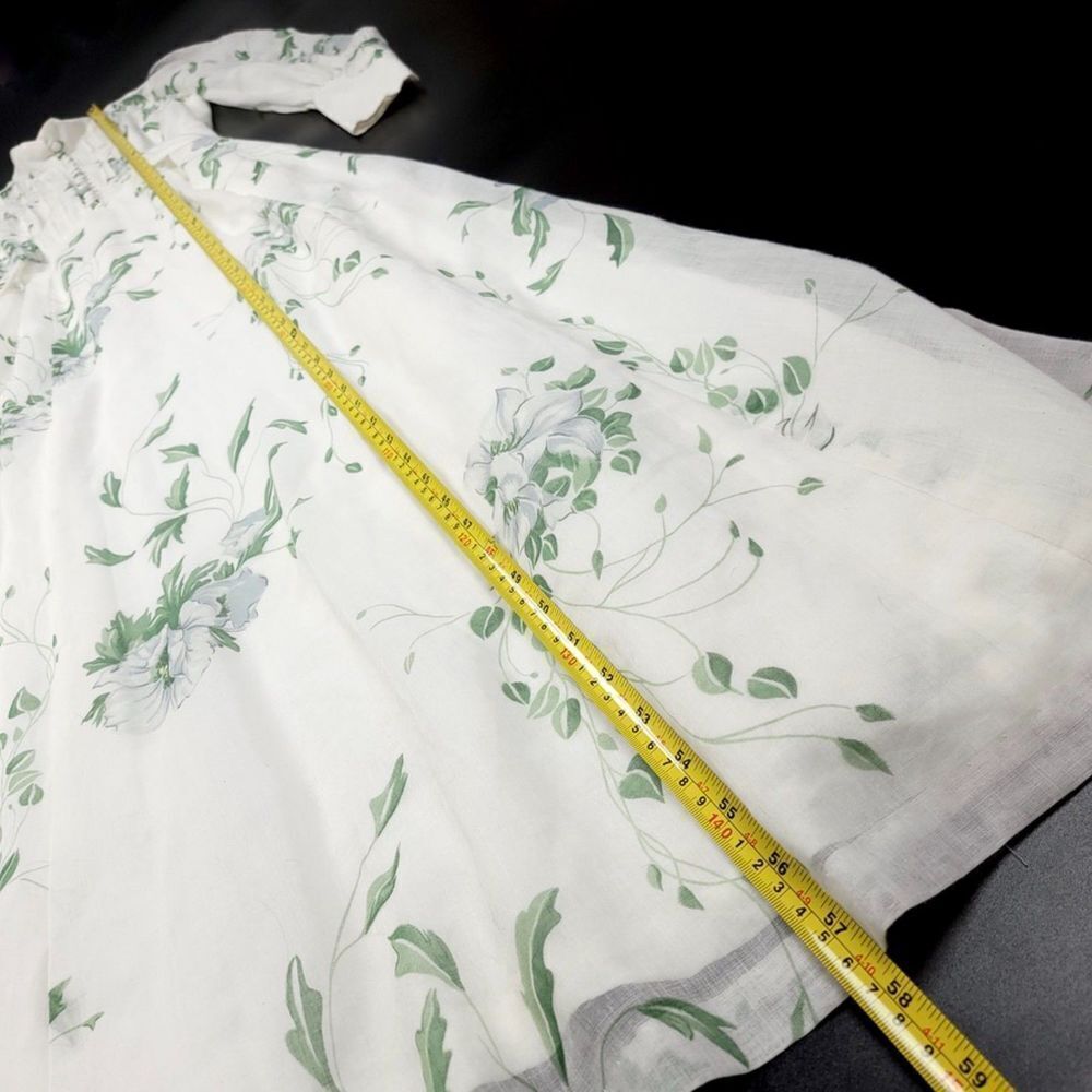 VINTAGE 90s Victorian Cottagecore High Neck Button Down Maxi Dress White Floral - Picture 5 of 11